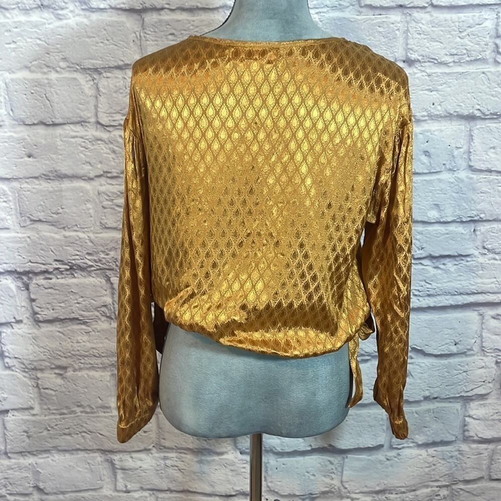 Band of Gypsies satin side tie crop top blouse - Picture 3 of 6